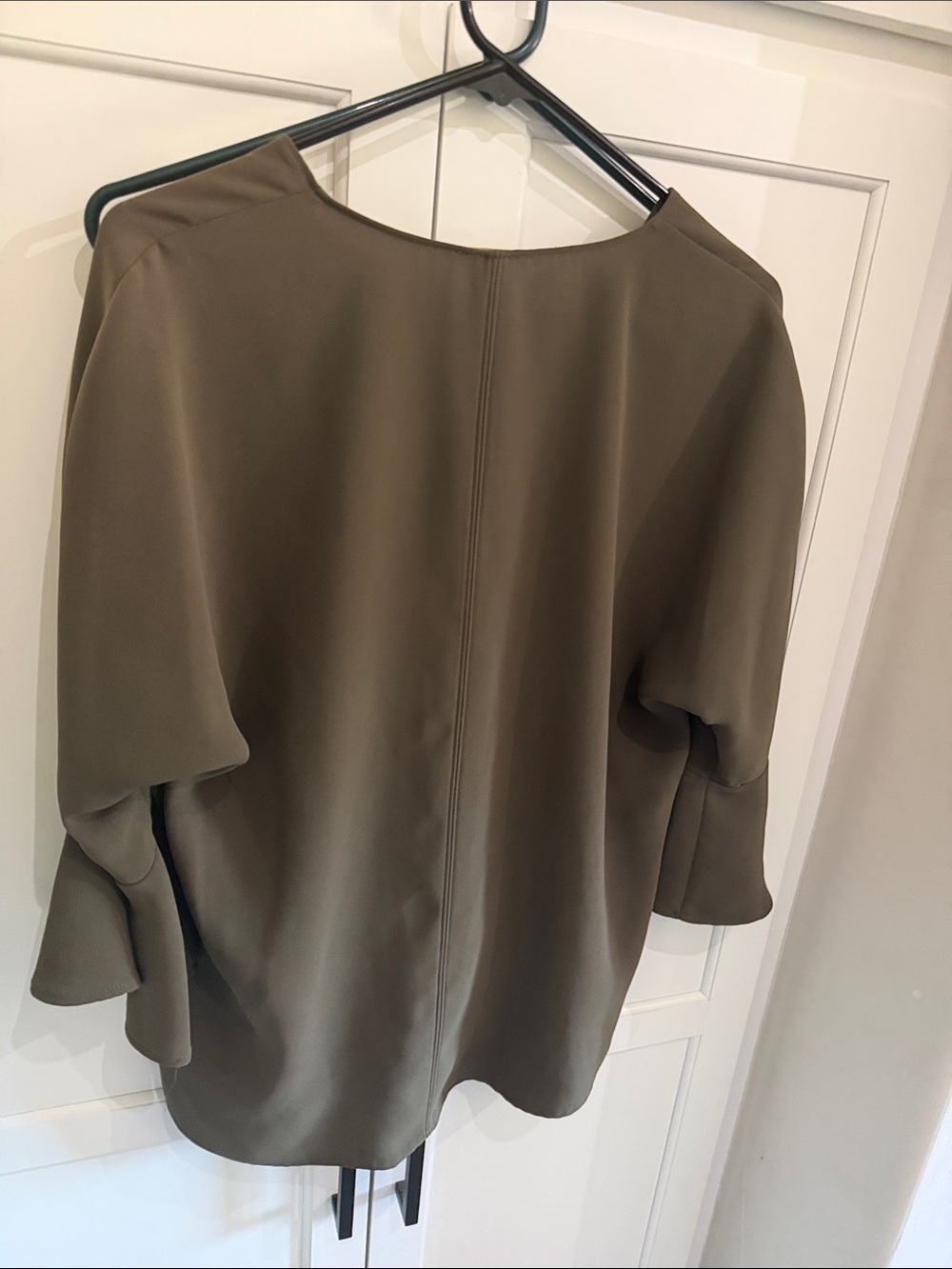 Pleione Olive V-Neck Long Sleeve Blouse - Picture 3 of 4